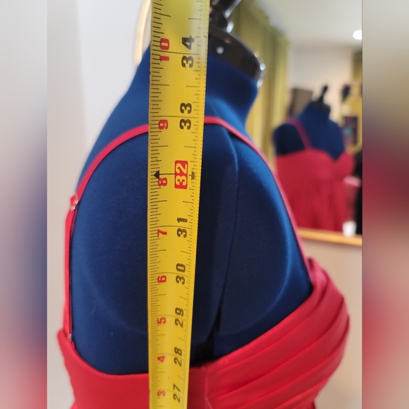 Vibrant Red Satin Babydoll Dress With Adjustable Straps - Picture 5 of 5